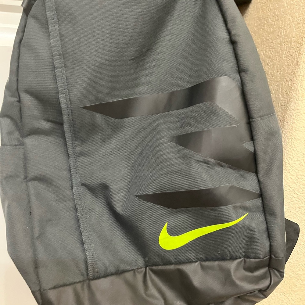 Nike Charcoal Backpack with Neon Yellow Swoosh